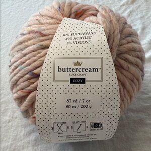Buttercream luxe craft cozy yarn skein super bulky wool blend blush multi 87 yrd